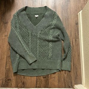 American Eagle Aerie Cotton Olive green knit sweater